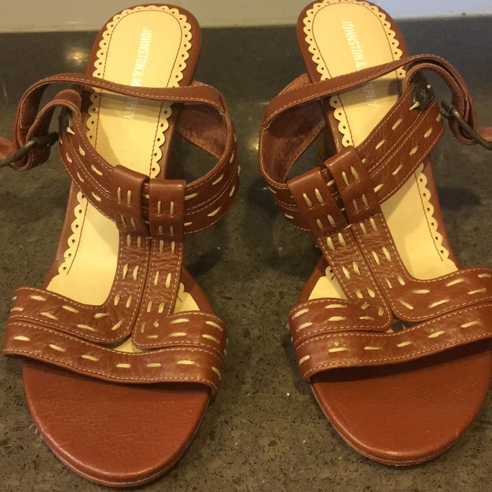 Johnston & Murphy leather wedge sandal